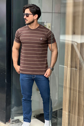 Camiseta Listrada Marrom Serafine