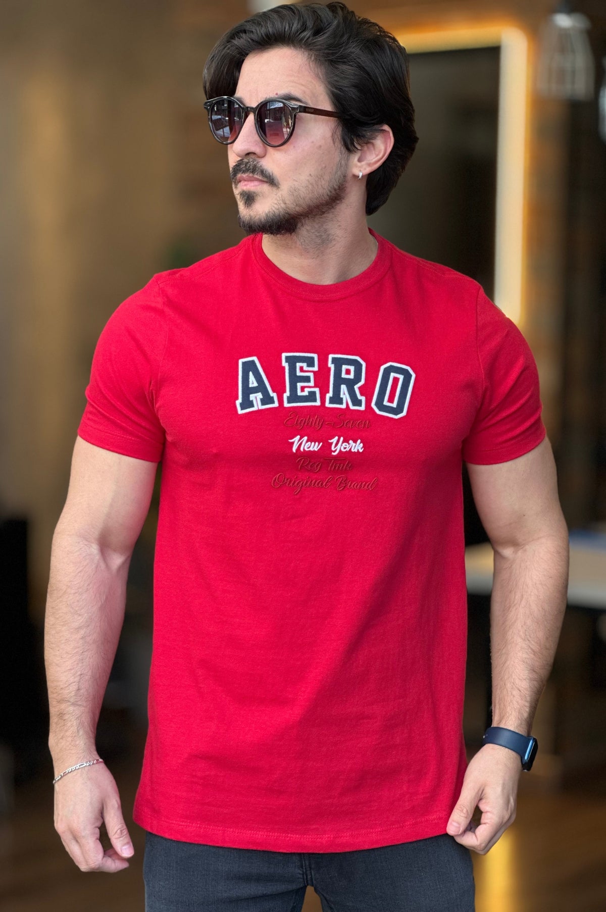 Camiseta Logo Bordada Aeropostale Vermelha