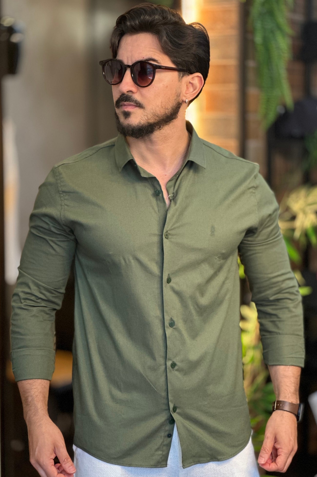 Camisa Social Algodão com Elastano Sibra
