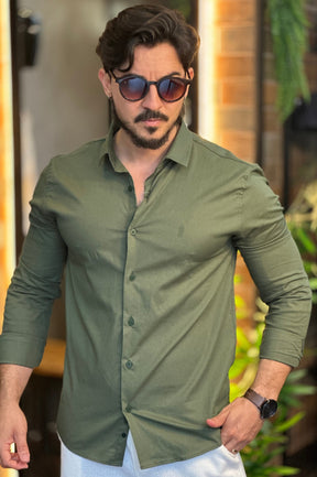 Camisa Social Algodão com Elastano Sibra