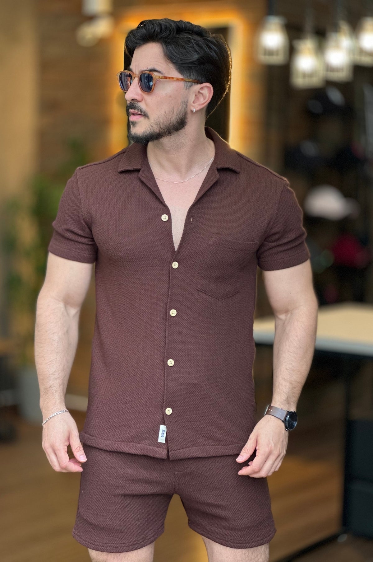 Conjunto Texturizado Marrom Ankor