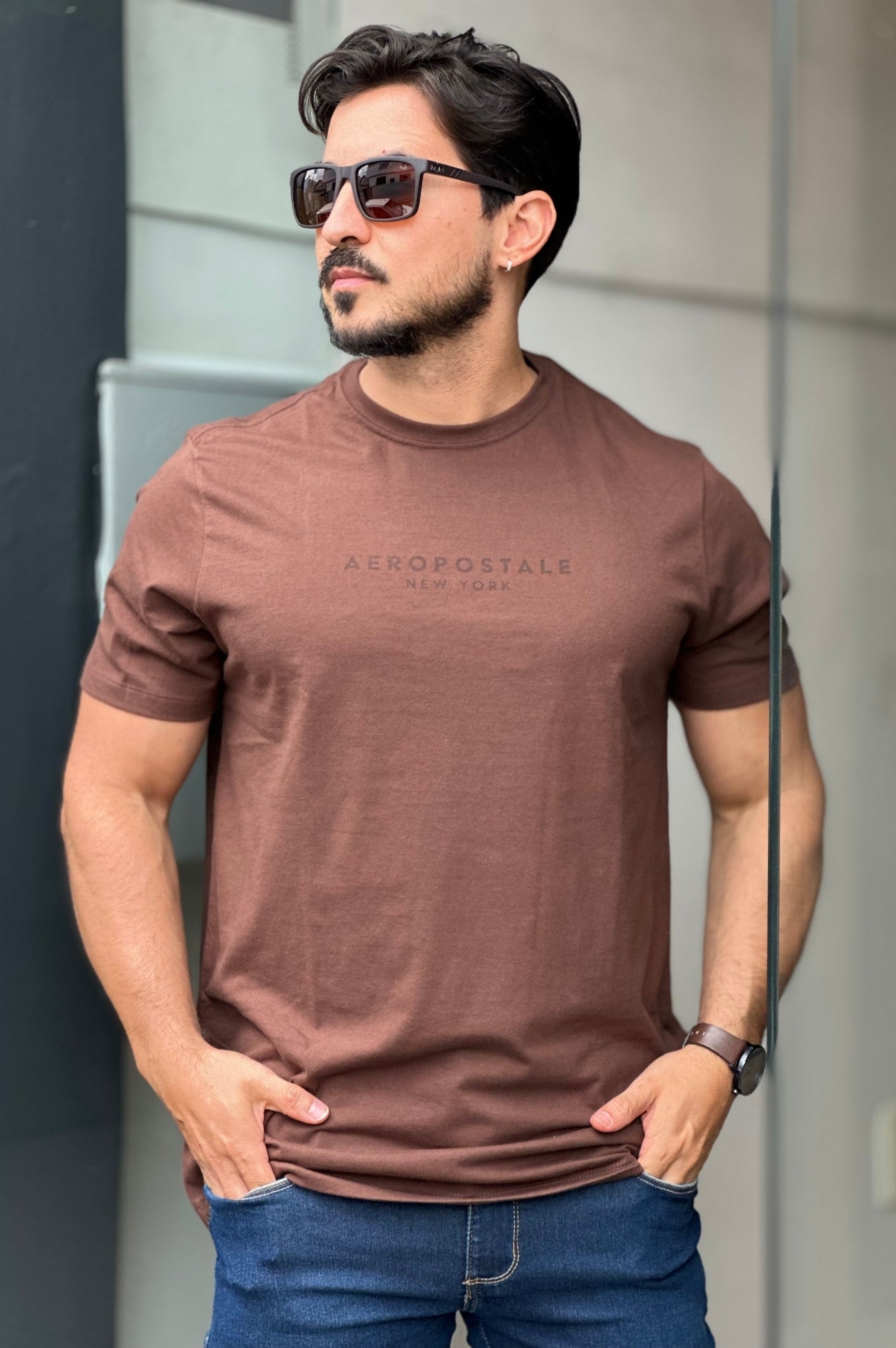 Camiseta Marrom Aeropostale