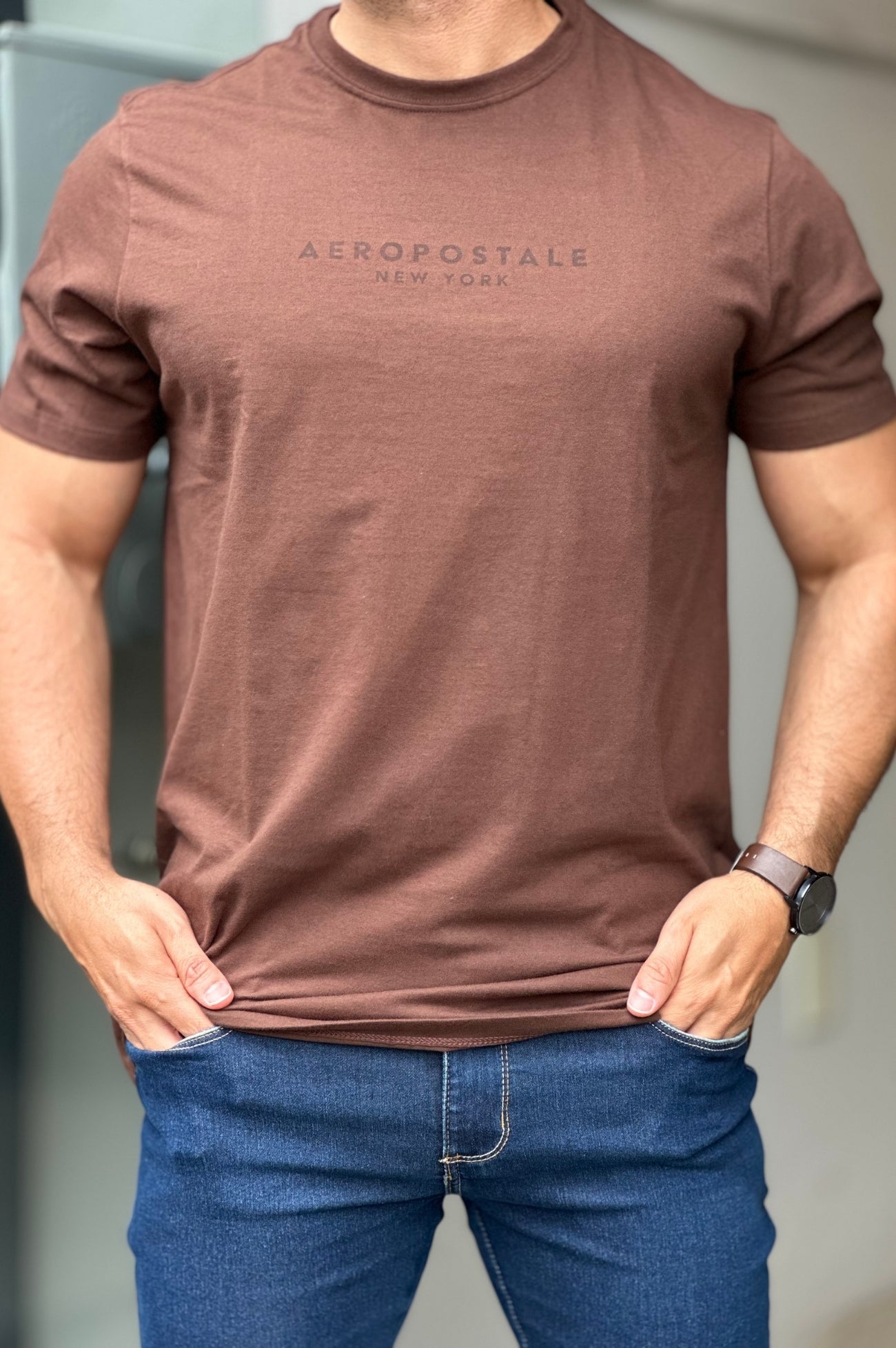 Camiseta Marrom Aeropostale