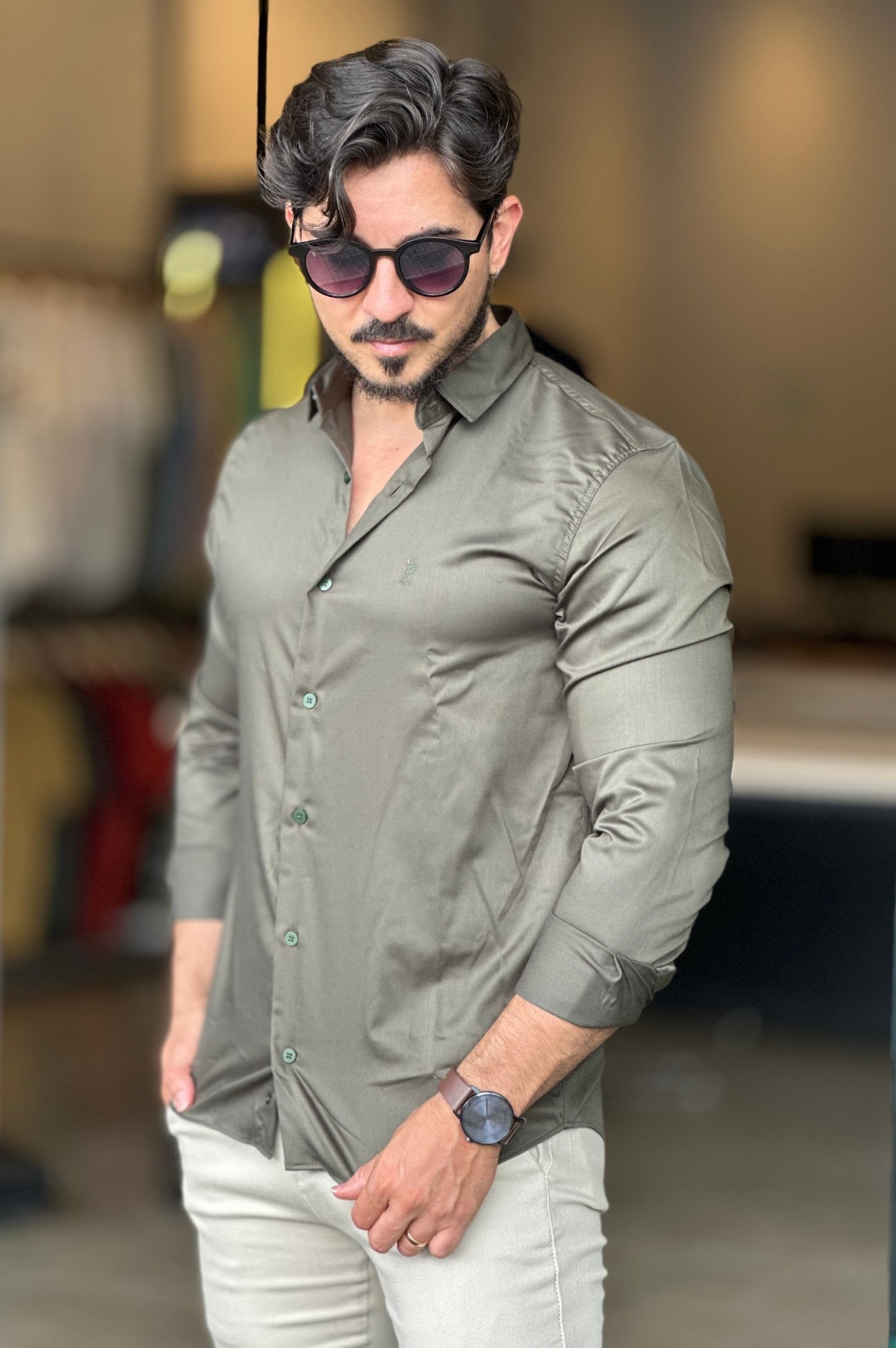 Camisa Social Verde Sibra