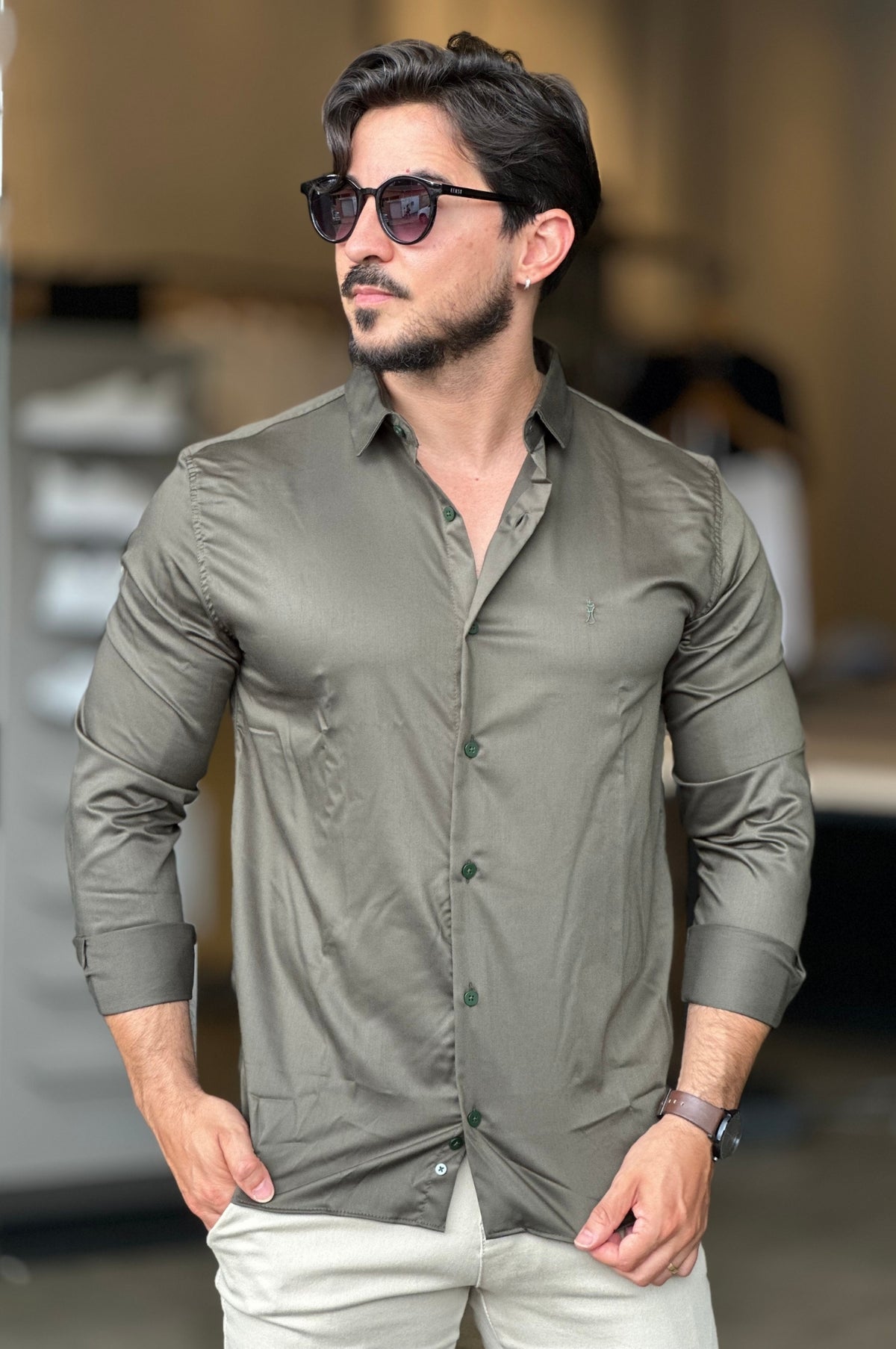 Camisa Social Verde Sibra