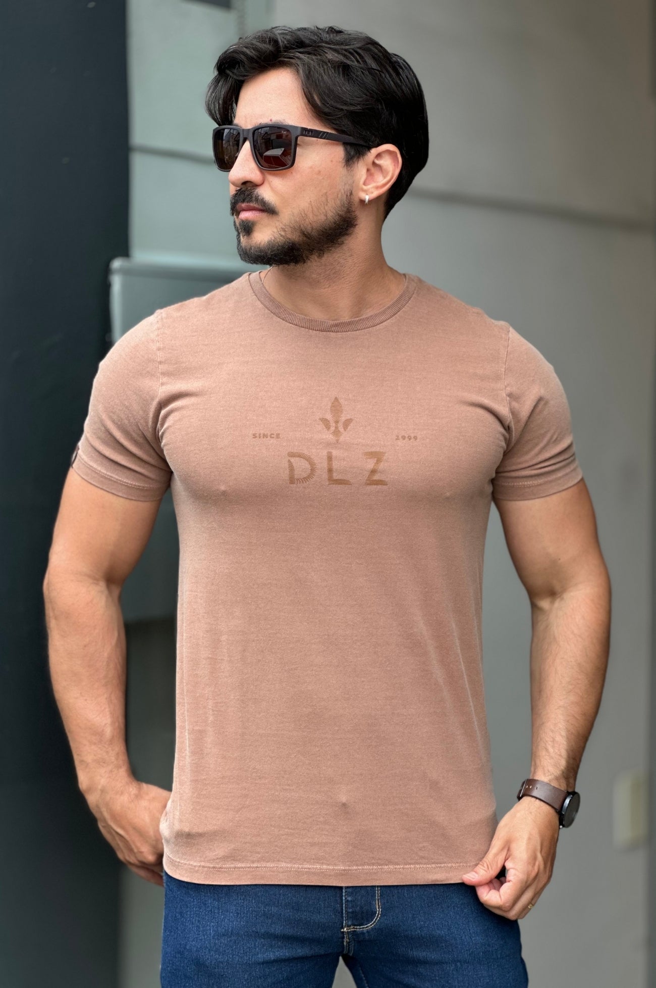Camiseta Marrom Claro Estonado DLZ