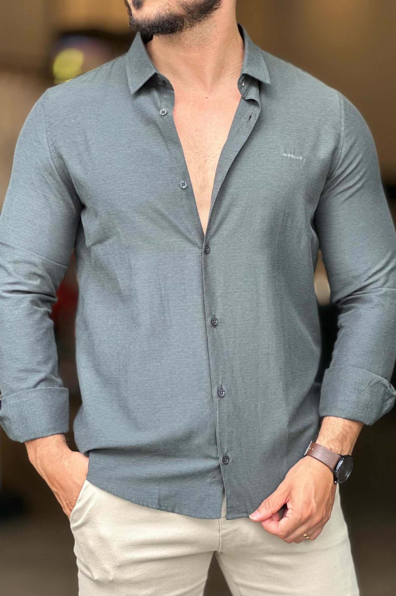 Camisa Social Verde MPollo