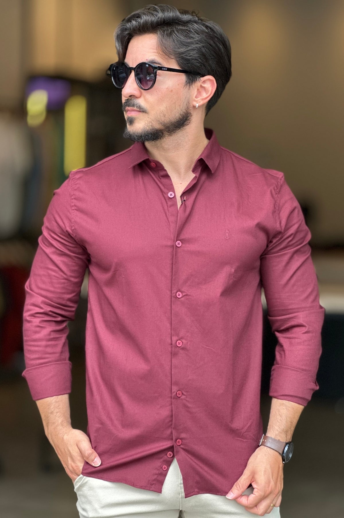 Camisa Social Algodão com Elastano Sibra