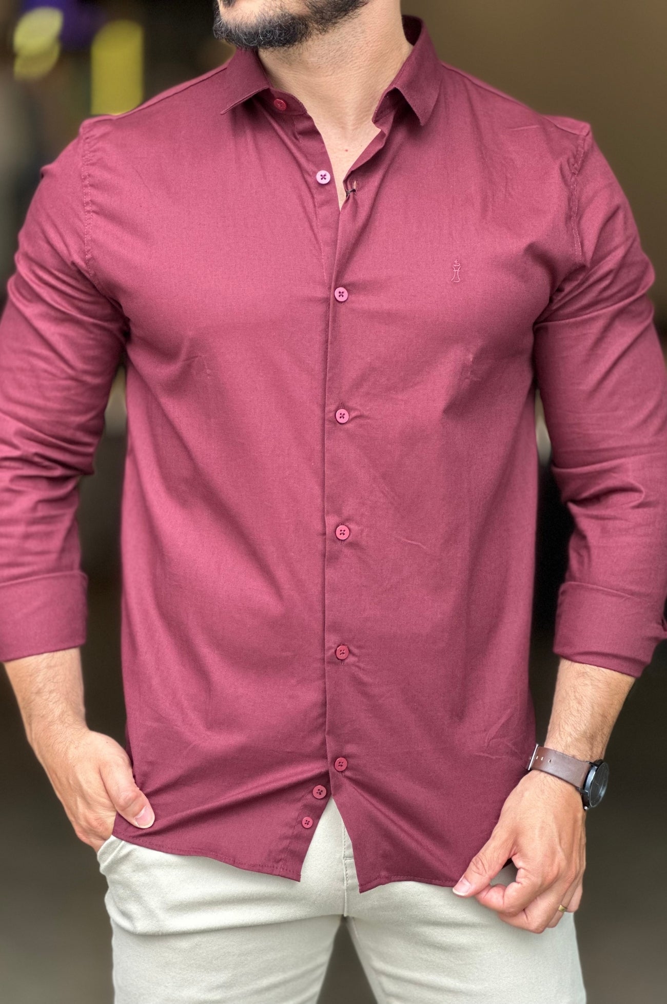 Camisa Social Algodão com Elastano Sibra