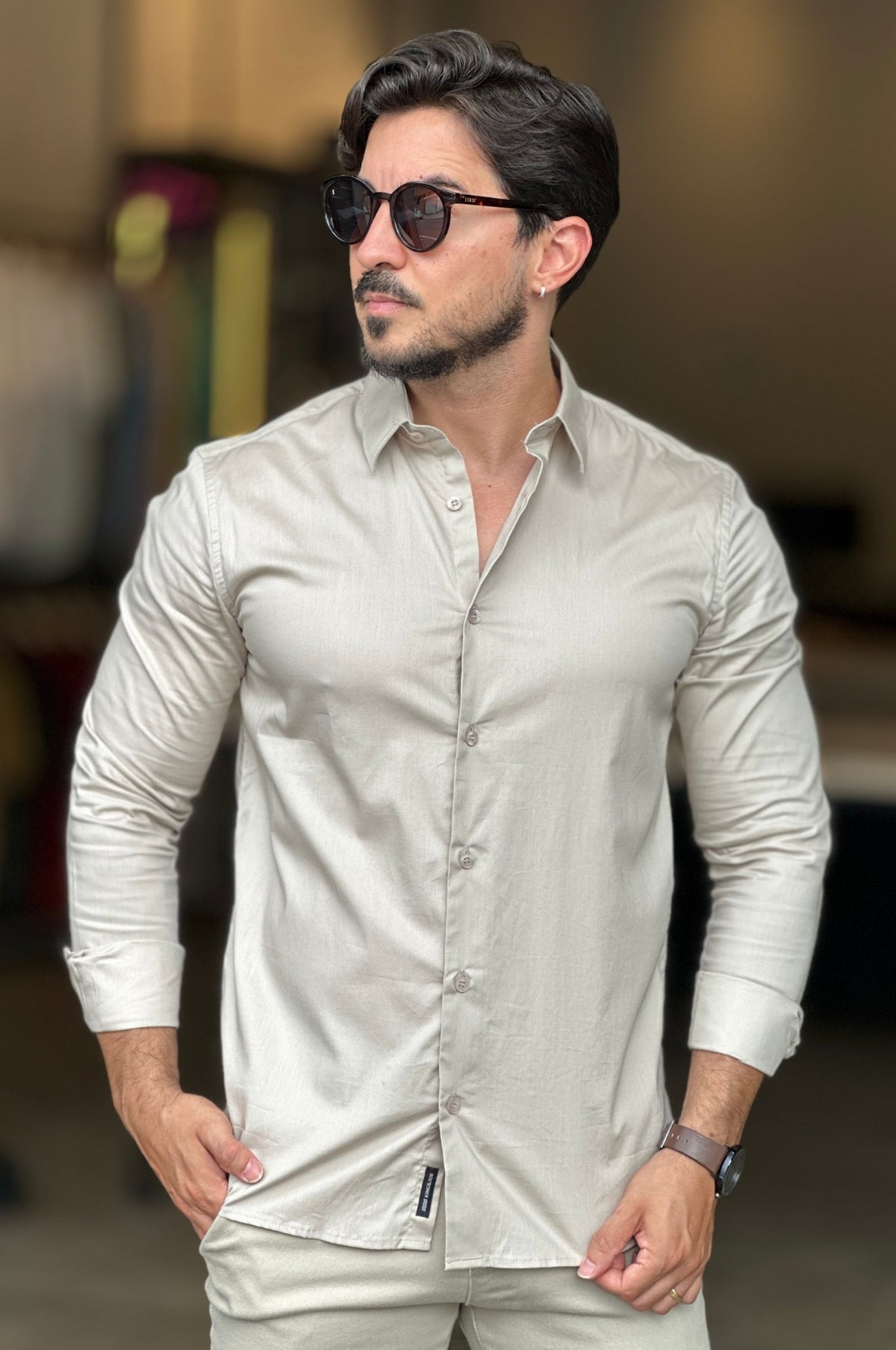 Camisa Social Bege King&Joe