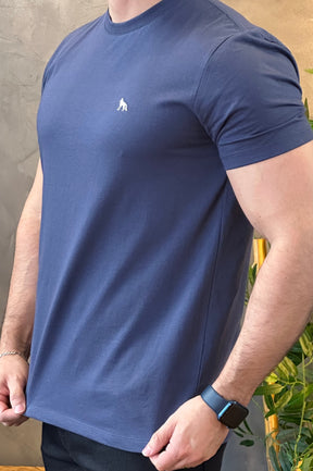 Camiseta Azul com Lobo nas Costas