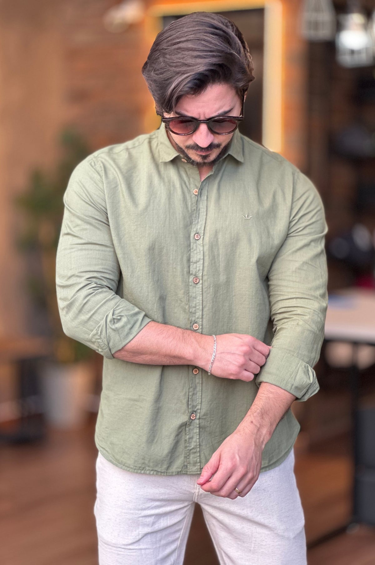 Camisa Linho Docthos Verde