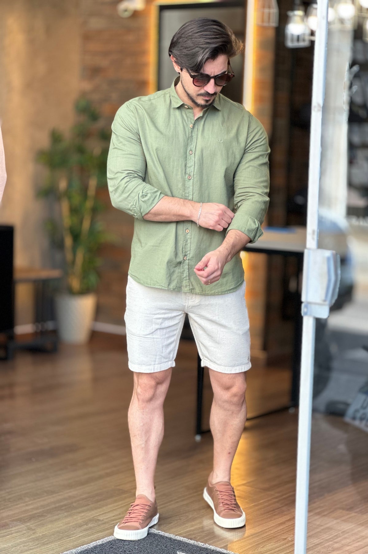 Camisa Linho Docthos Verde