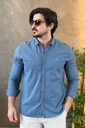 Camisa Linho Docthos Azul