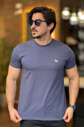 Camiseta Azul com Lobo nas Costas