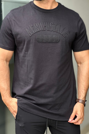 Camiseta Preta Bordada Aeropostale