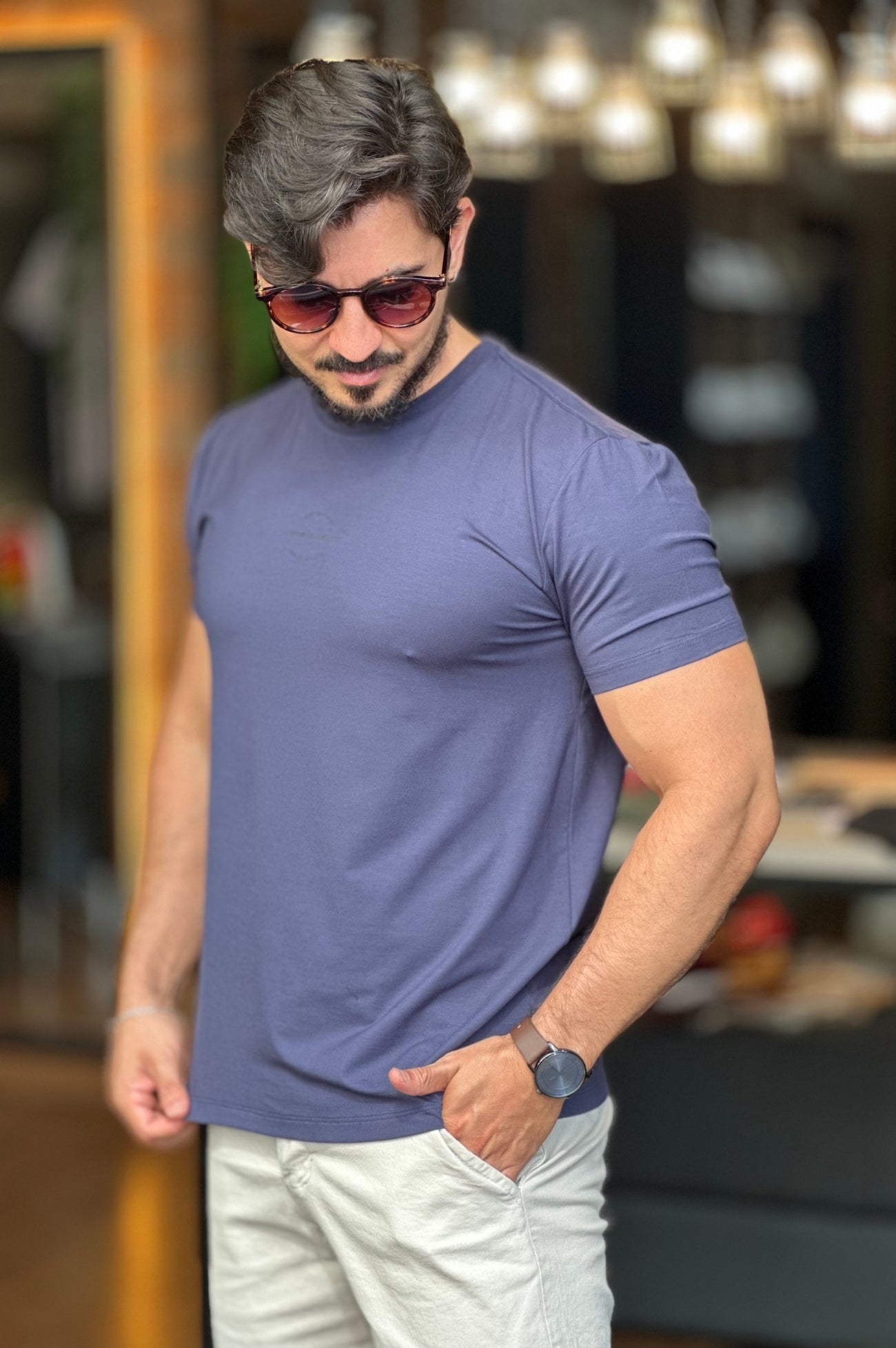 Camiseta Azul Modal Acostamento