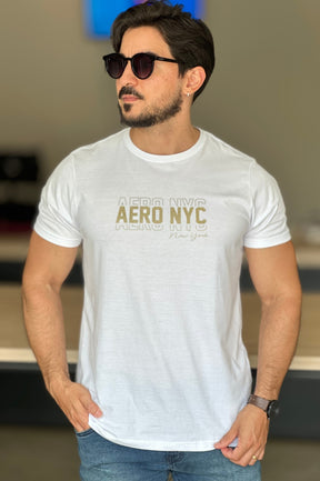 Camiseta Branca com Dourado Aeropostale