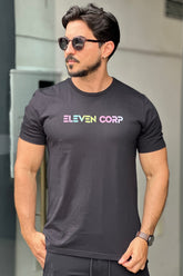 Camiseta Preta Escrito Colorido Eleven