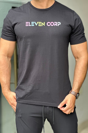 Camiseta Preta Escrito Colorido Eleven