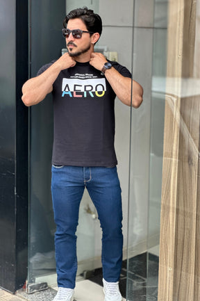 Camiseta Preta Logo Colorida Aeropostale