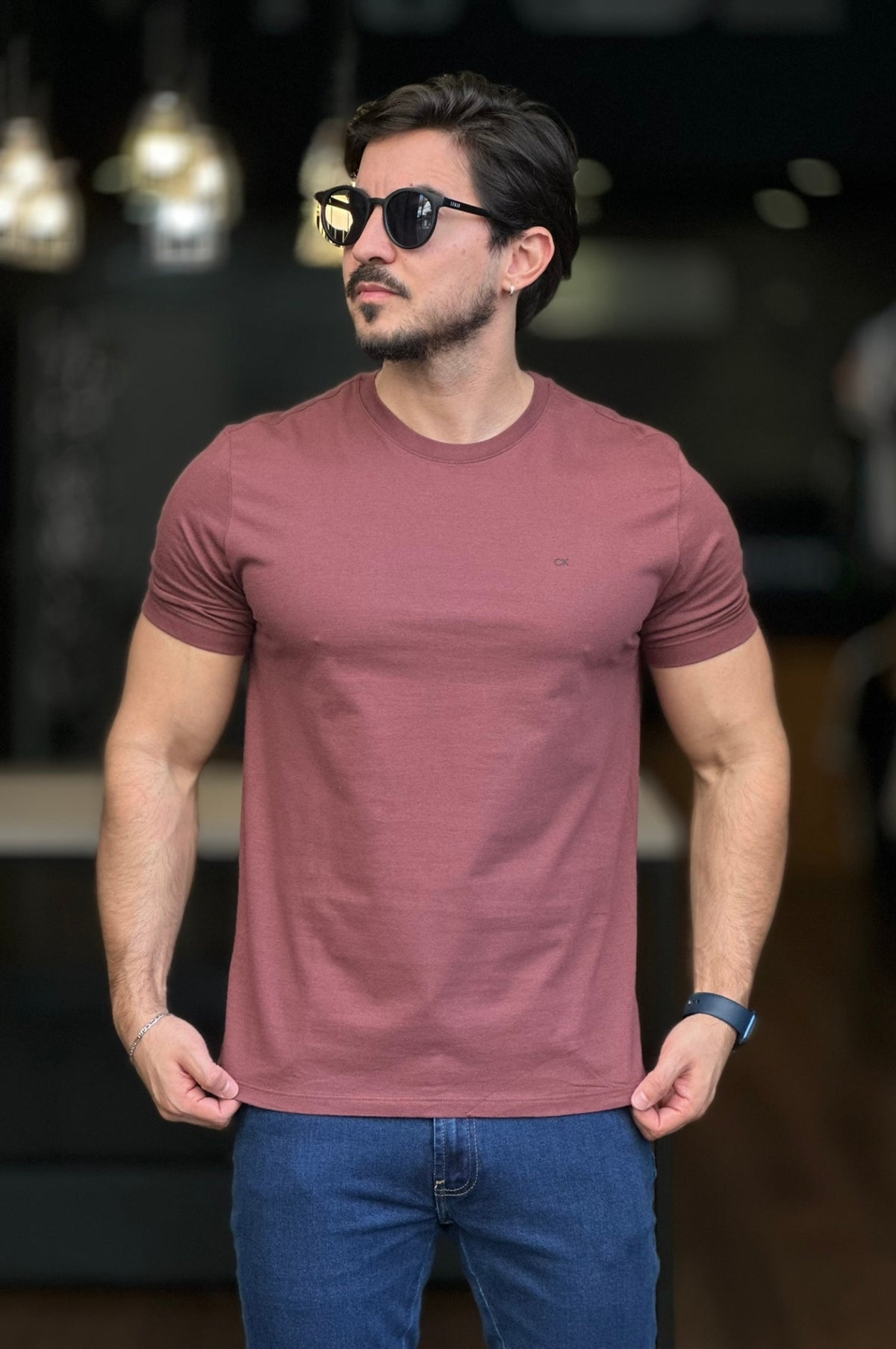 Camiseta básica Calvin Klein vinho