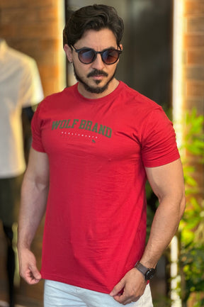 Camisa Vermelha Logo Verde Acostamento