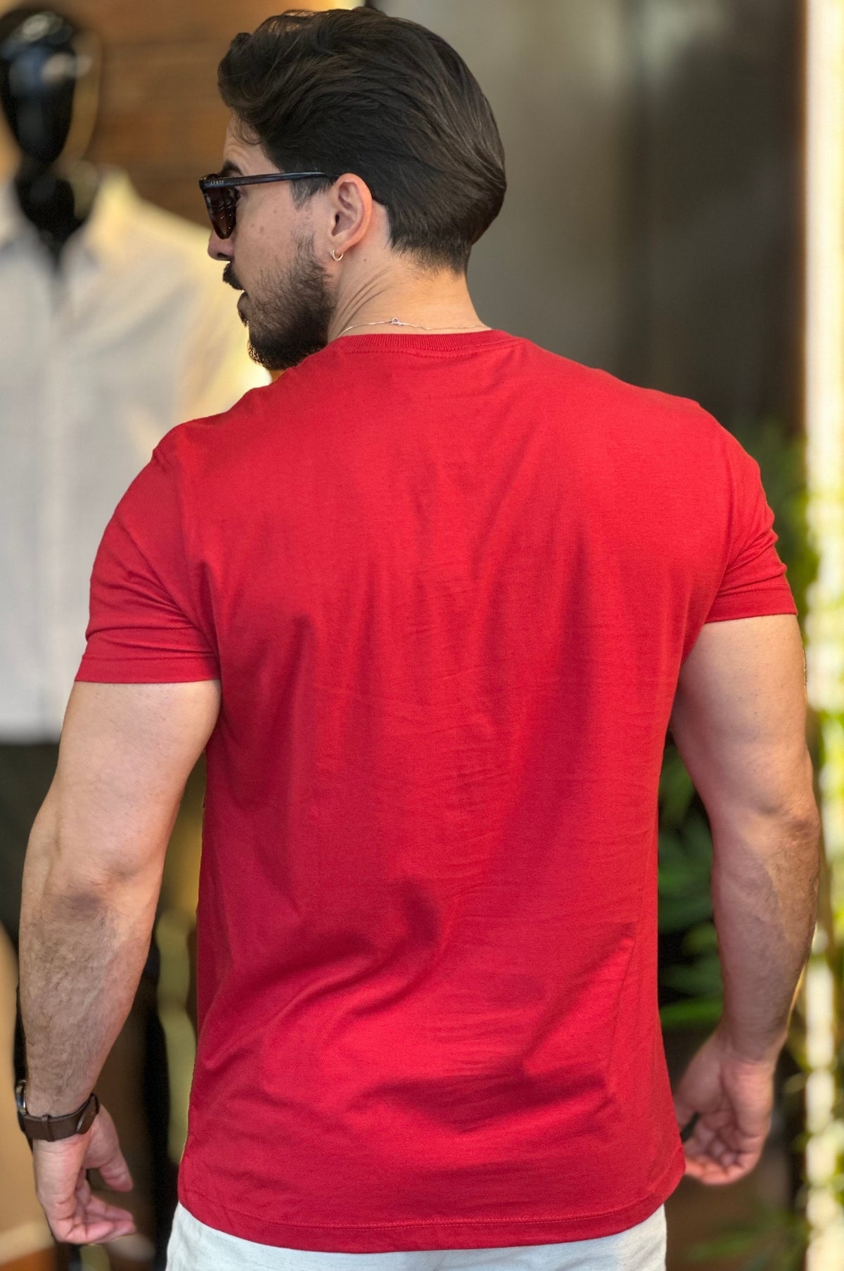 Camisa Vermelha Logo Verde Acostamento