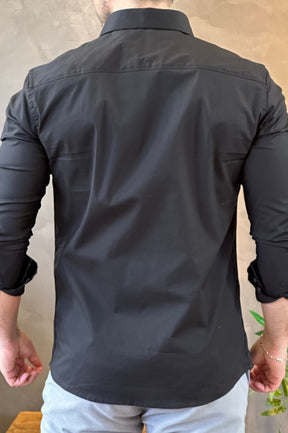 Camisa Social com Elastano Preta King &Joe