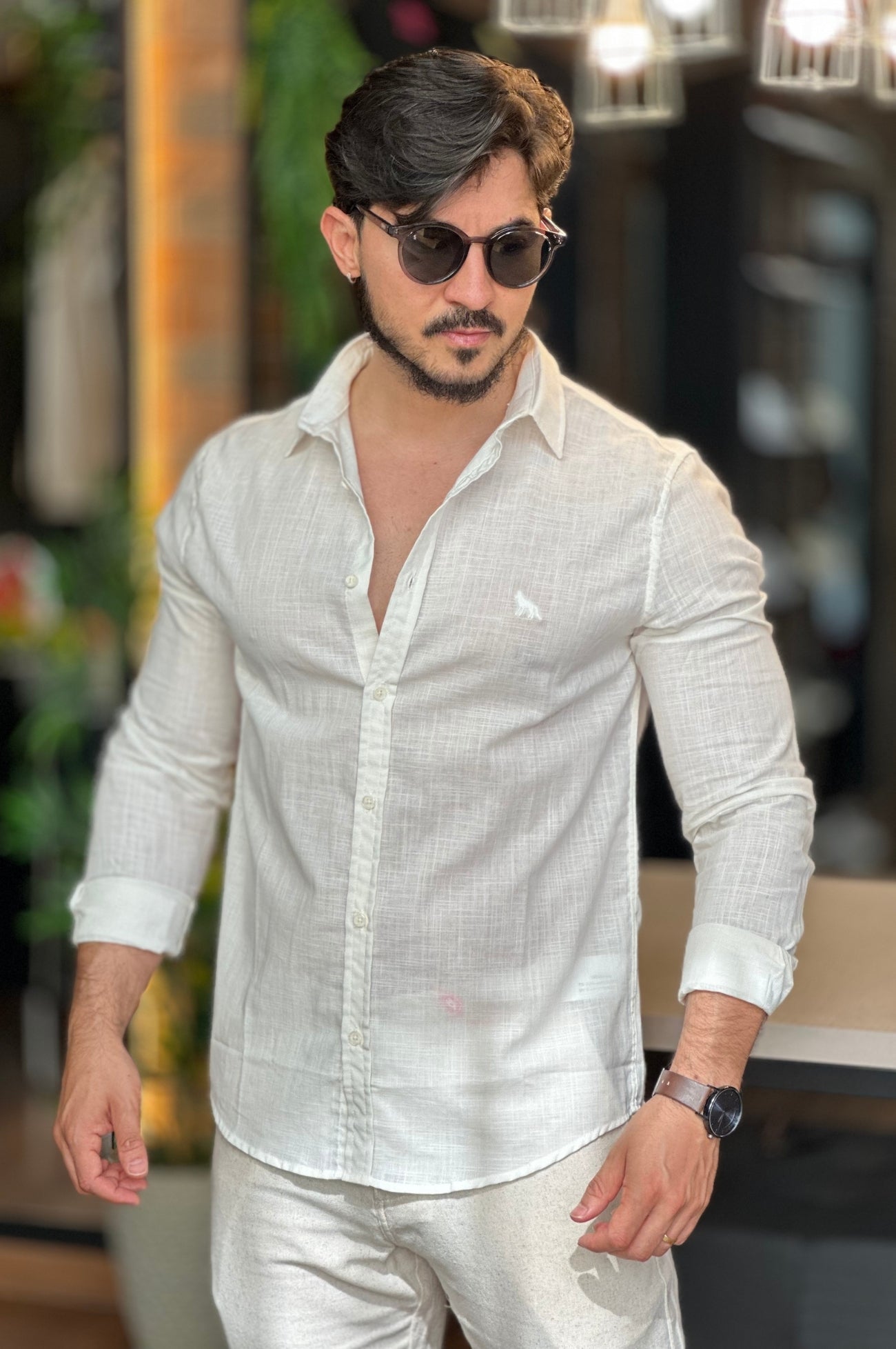 Camisa Linho Off White Acostamento