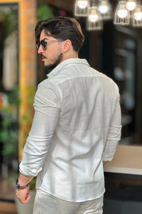 Camisa Linho Off White Acostamento