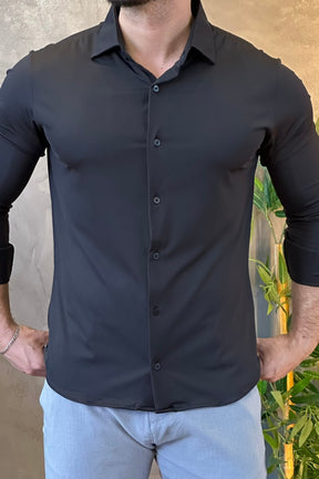 Camisa Social Preta Tecnológica Sibra
