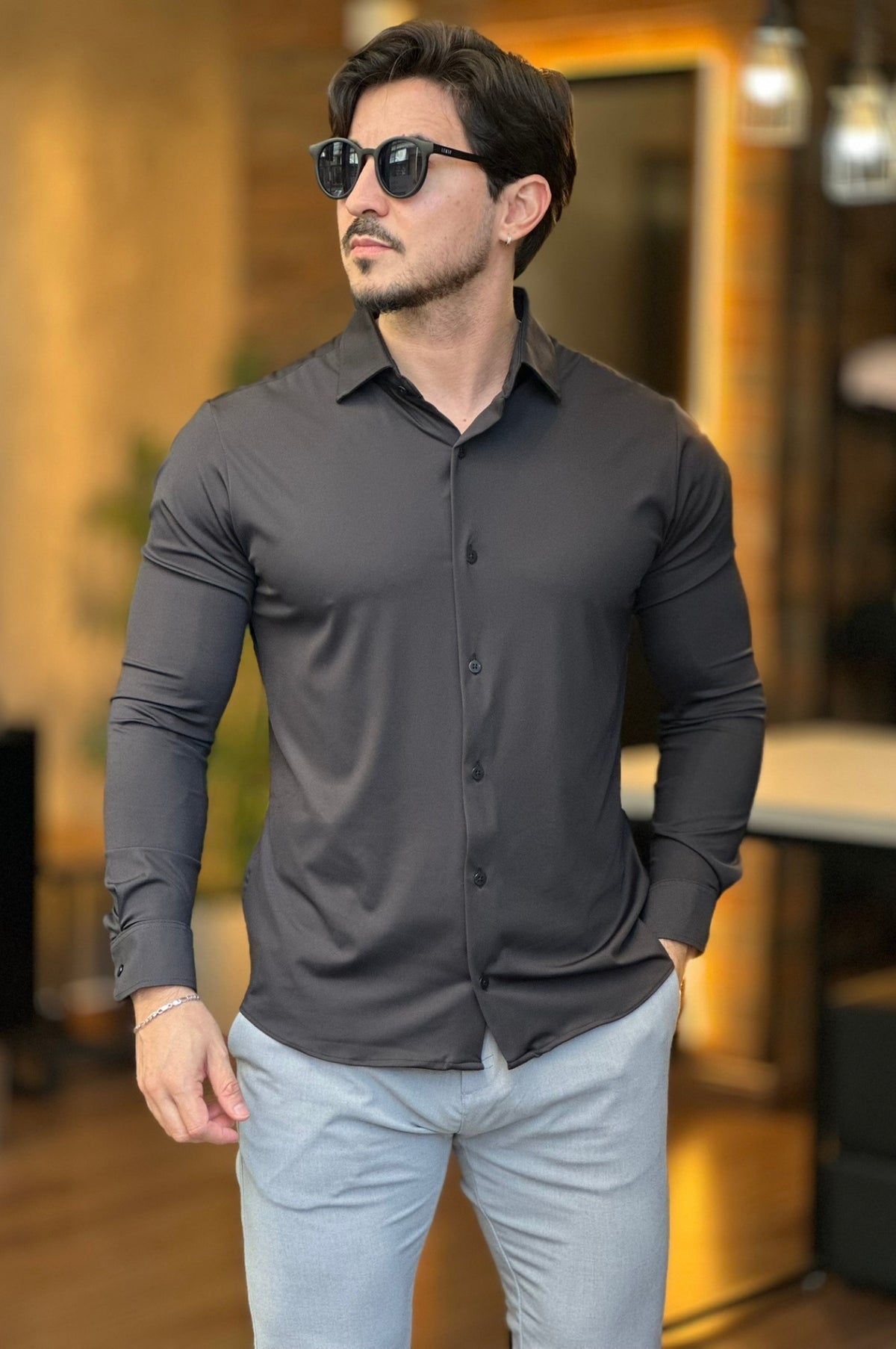 Camisa Social Preta Tecnológica Sibra