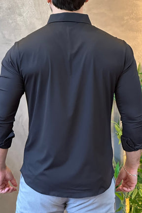 Camisa Social Preta Tecnológica Sibra