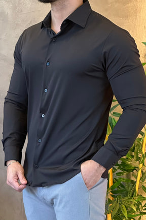 Camisa Social Preta Tecnológica Sibra