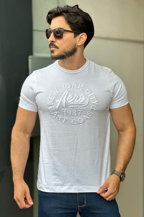 Camiseta Branca Bordada Aeropostale