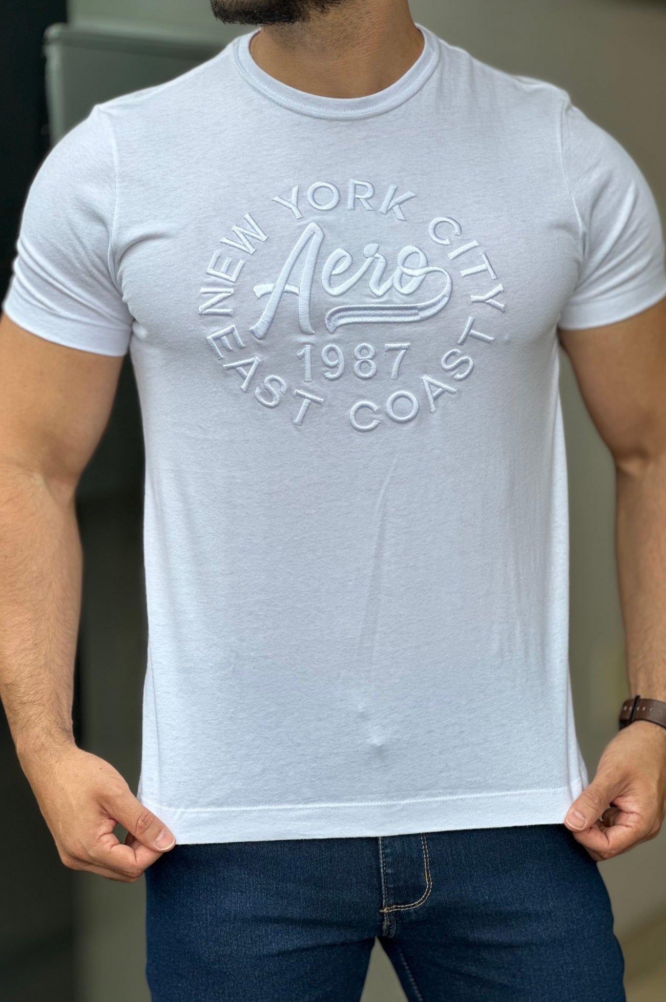 Camiseta Branca Bordada Aeropostale