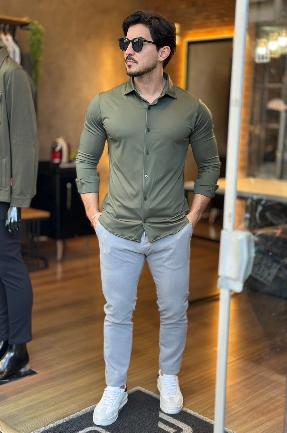 Camisa Social Verde Tecnológica Sibra