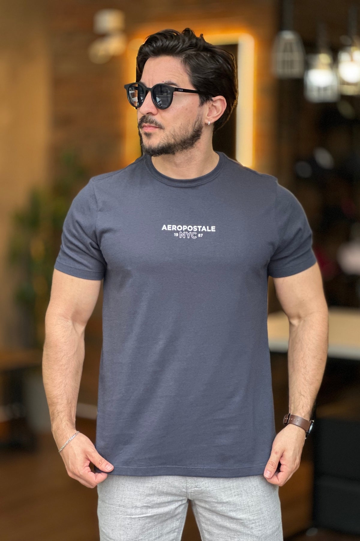 Camiseta Azul Marinho Aeropostale Logo