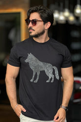 Camiseta Preta com Lobo Acostamento