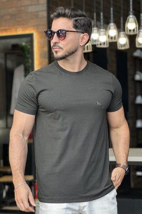 Camiseta Verde Algodão com Elastano Acostamento