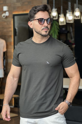 Camiseta Verde Algodão com Elastano Acostamento