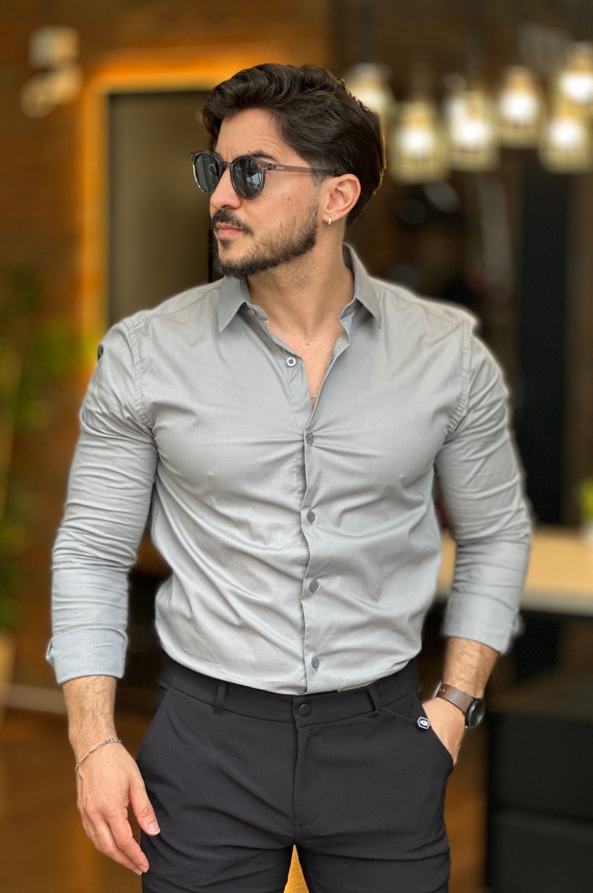 Camisa Cinza Manga Longa King&Joe