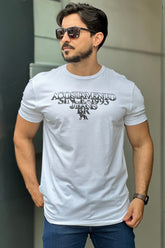 Camiseta Branca Escrito Preto Acostamento