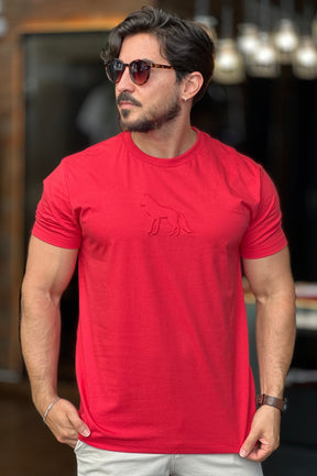 Camiseta Vermelha Lobo Alto Relevo Acostamento