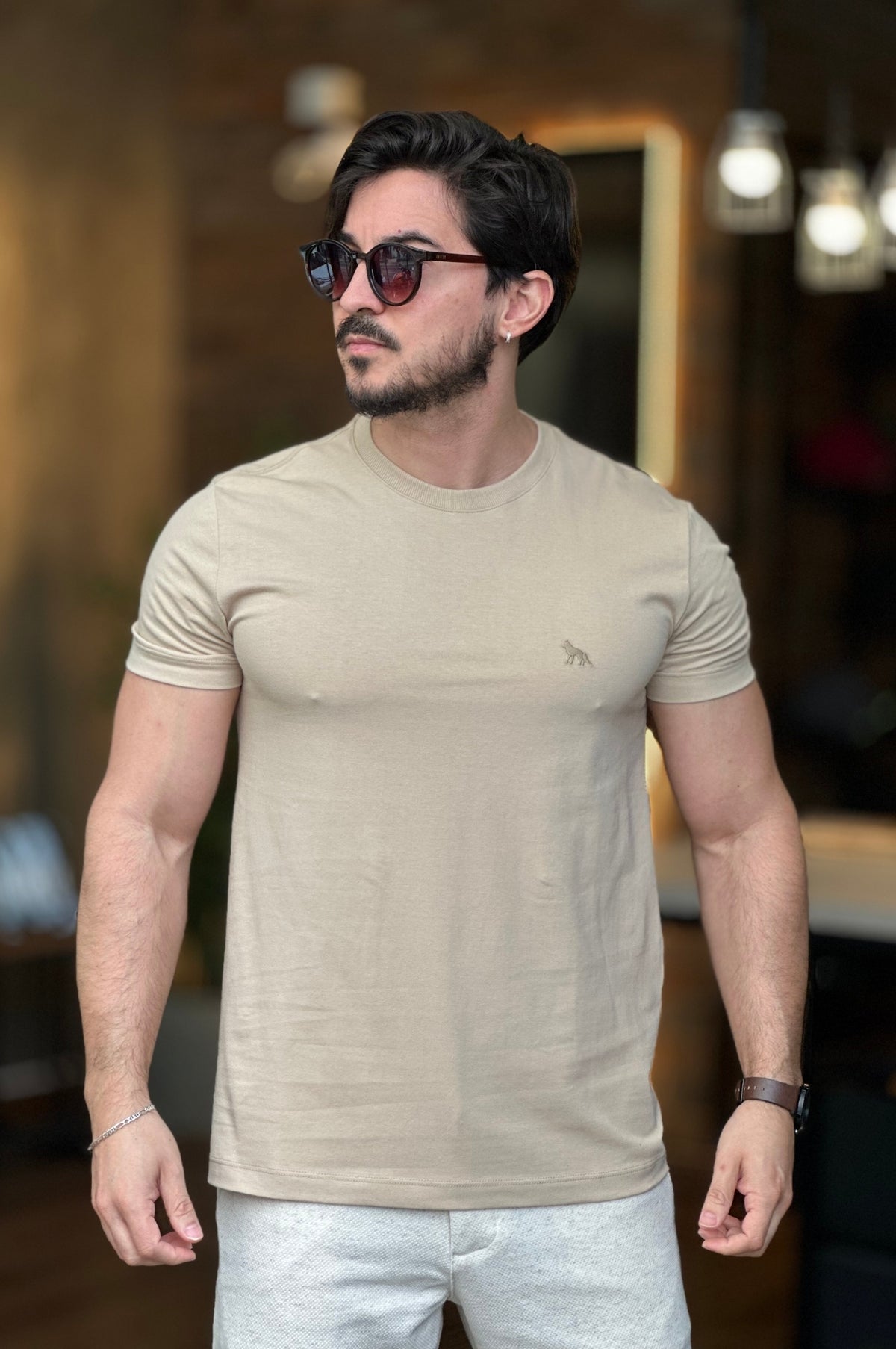 Camiseta Básica com Elastano Acostamento