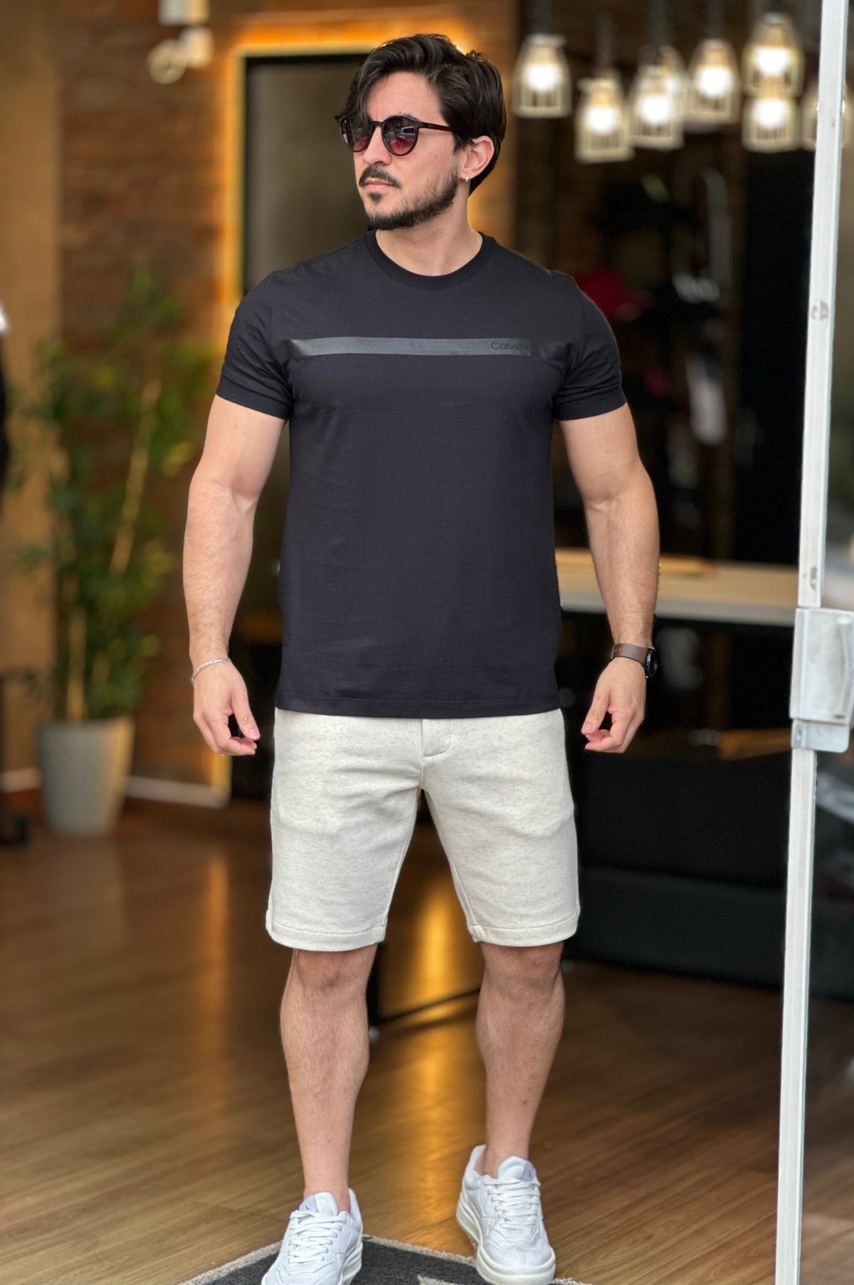 Camiseta Detalhe Gel Preto Calvin Klein