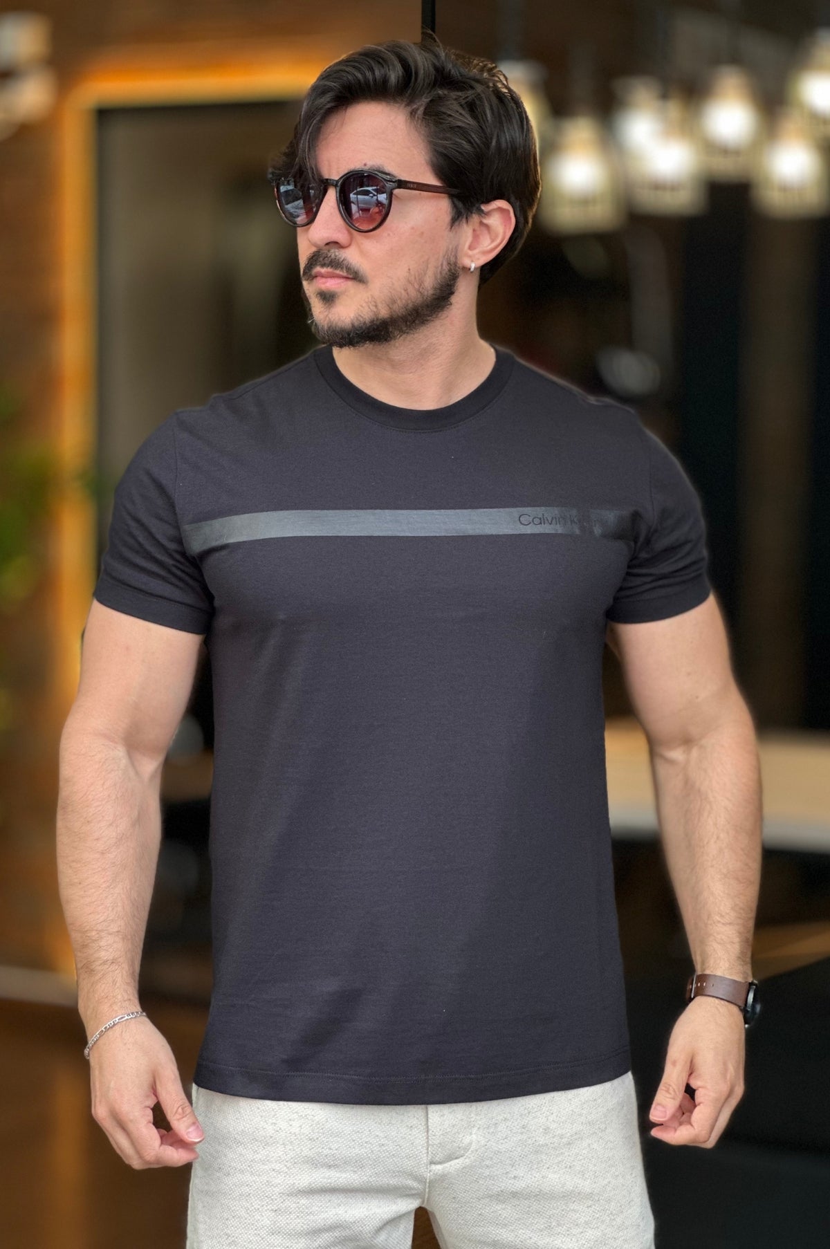Camiseta Detalhe Gel Preto Calvin Klein