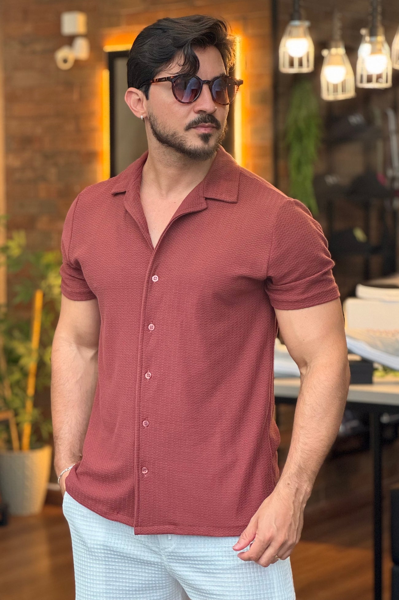 Camisa Texturizada Manga Curta M.artt