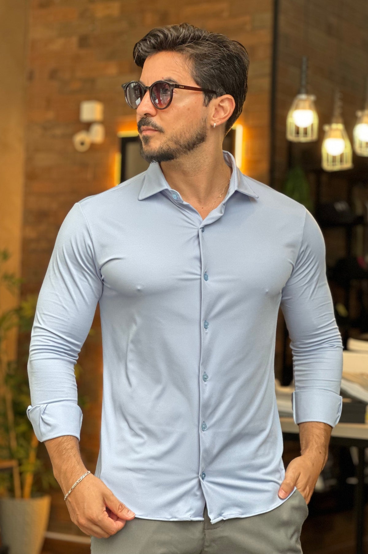 Camisa Social Tecnológica Slim Sibra
